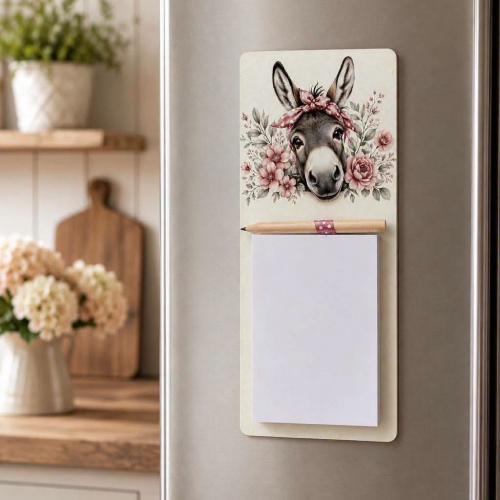 Notepad Donkey Pink Flowers