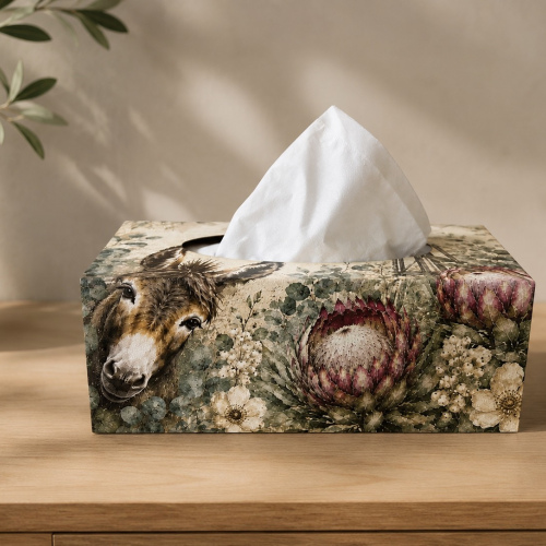 Tissue Box Cover Dark Protea Donkey