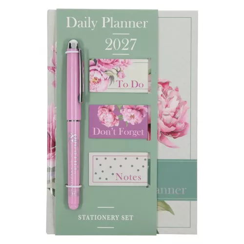 Daily Planner - Pink - Hardcover with Stationery Set 