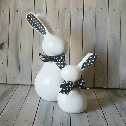Black And White Upright Bunnies Set of 2