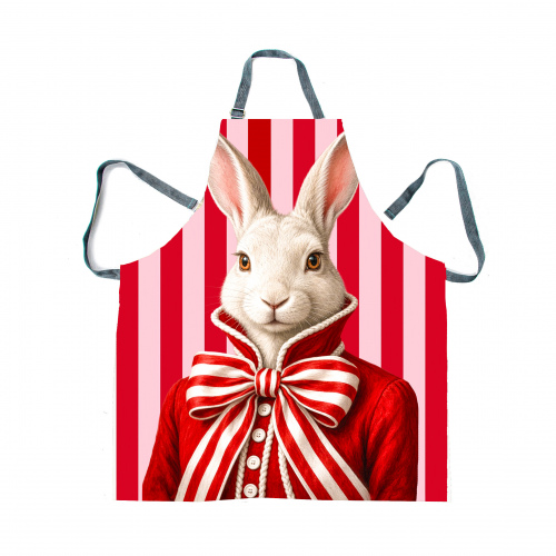 Haas Red Stripe Ribbon Apron