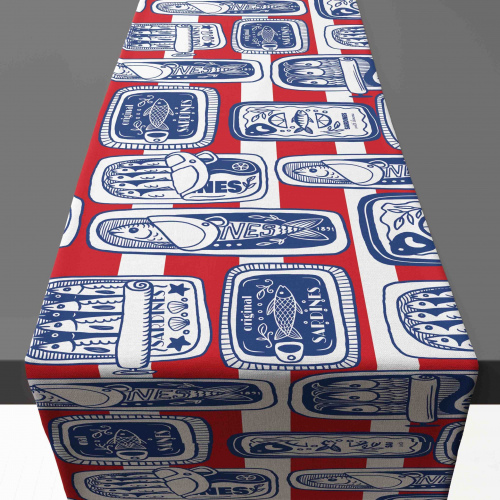 Amalfi Red Stripes lots of tins Table Runner