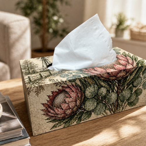 Tissue Box Cover Vintage Protea Windpomp