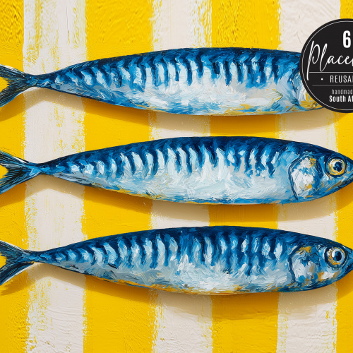 Amalfi Yellow Fish Vinyl Placemats Set of 6