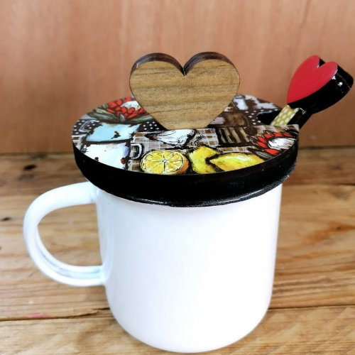 Enamel Beker En Teelepel (2)