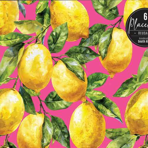 Amalfi Pink Lemons Vinyl Placemats Set of 6