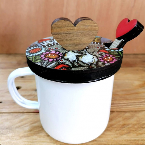 Enamel Beker En Teelepel (3)