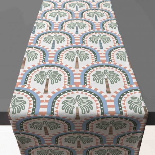 Amalfi Palm Tree Coral Table Runner