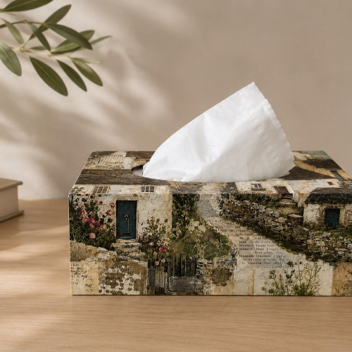 Tissue Box Cover Rustic Houses