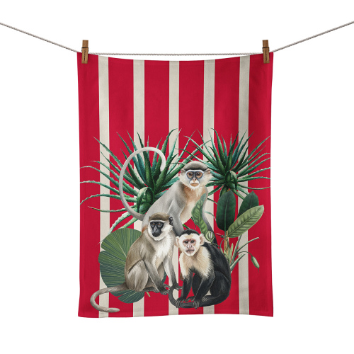 Safari Monkey Red Food Towel